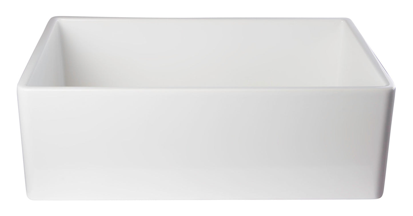 ALFI brand AB510 AB510-W White 30" Contemporary Smooth Apron Fireclay Farmhouse Kitchen Sink
