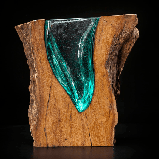 Tree Slice Glass Poured Molten Vase