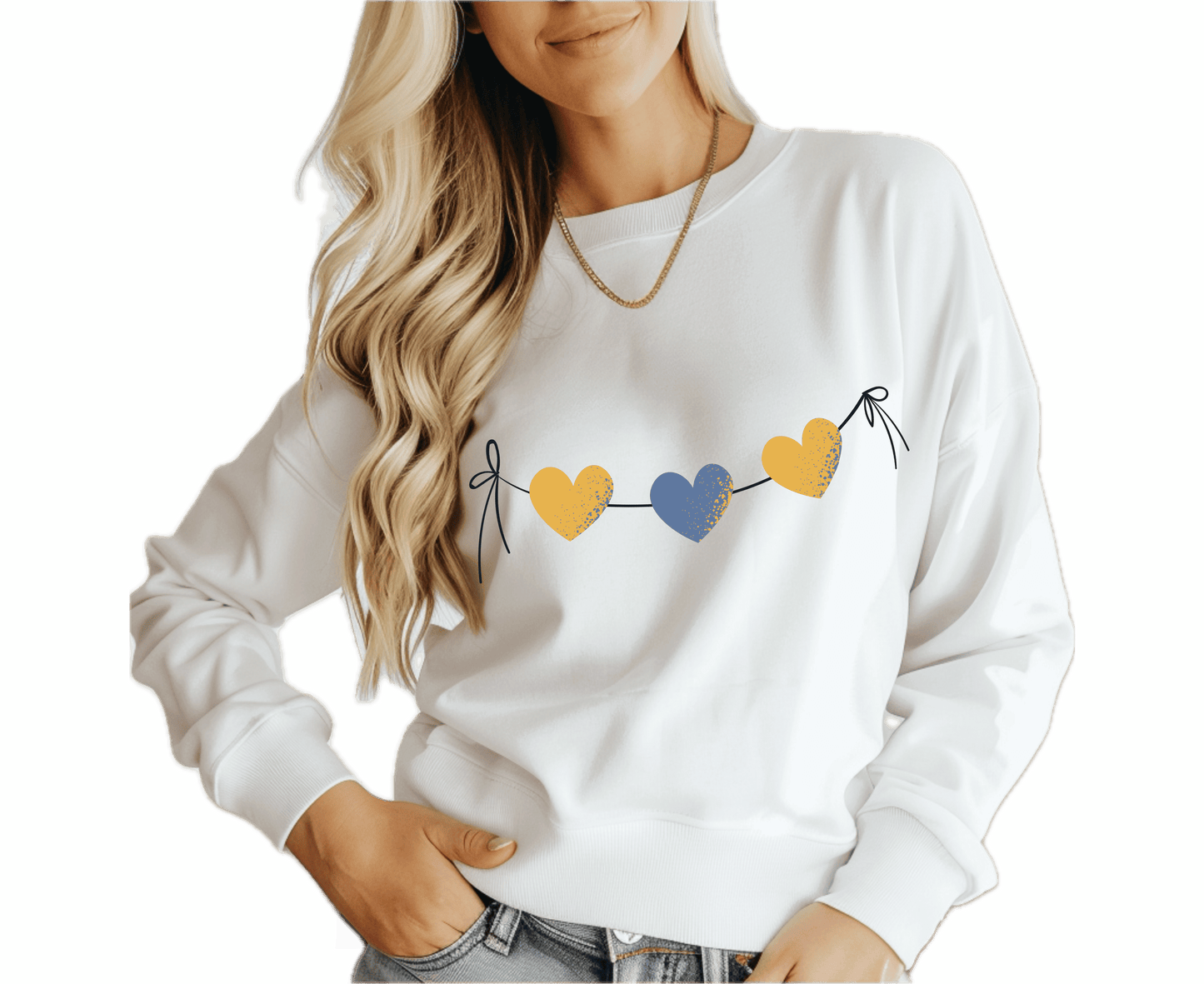 Customizable: Yellow and Blue Tri-Heart Crewneck