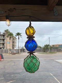 Triple Colored Net Glass Float- Nautical Decor