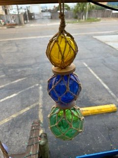 Triple Colored Net Glass Float- Nautical Decor