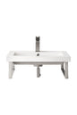 Two Boston 18" Wall Brackets, Brushed Nickel w/ 23.6" White Glossy Composite Stone Top