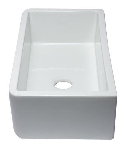ALFI brand AB3318SB Smooth Apron Solid Thick Wall Fireclay Single Bowl Farm Sink