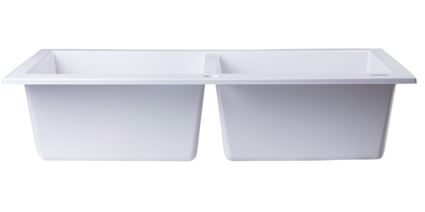 ALFI brand AB3420DI 34" Drop-In Double Bowl Granite Composite Kitchen Sink