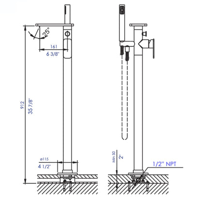 ALFI brand AB2875 Free Standing Floor Mounted Bath Tub Filler