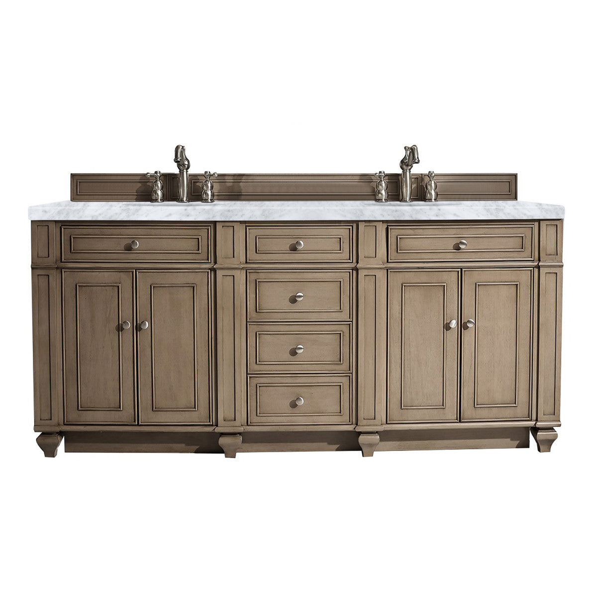 Bristol 72" Double Vanity Cabinet, Bright White