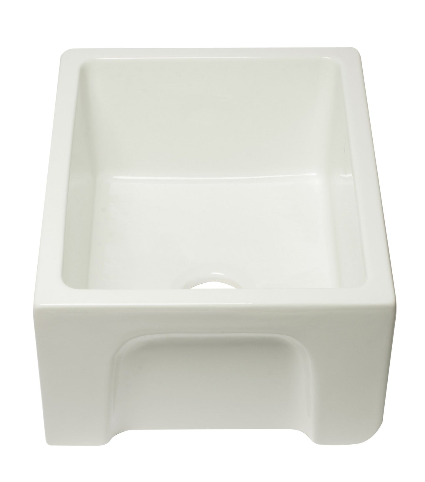 ALFI brand AB2418HS AB2418HS-B 24 inch Biscuit Reversible Smooth / Fluted Single Bowl Fireclay Farm Sink