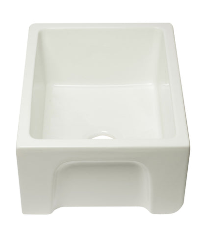 ALFI brand AB2418HS AB2418HS-B 24 inch Biscuit Reversible Smooth / Fluted Single Bowl Fireclay Farm Sink
