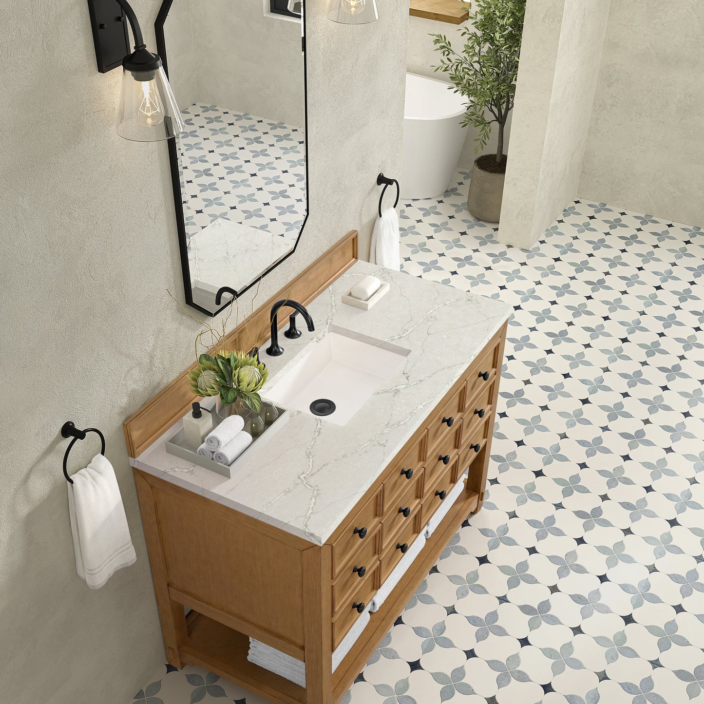 Malibu 48" Single Vanity, Amber Birch
