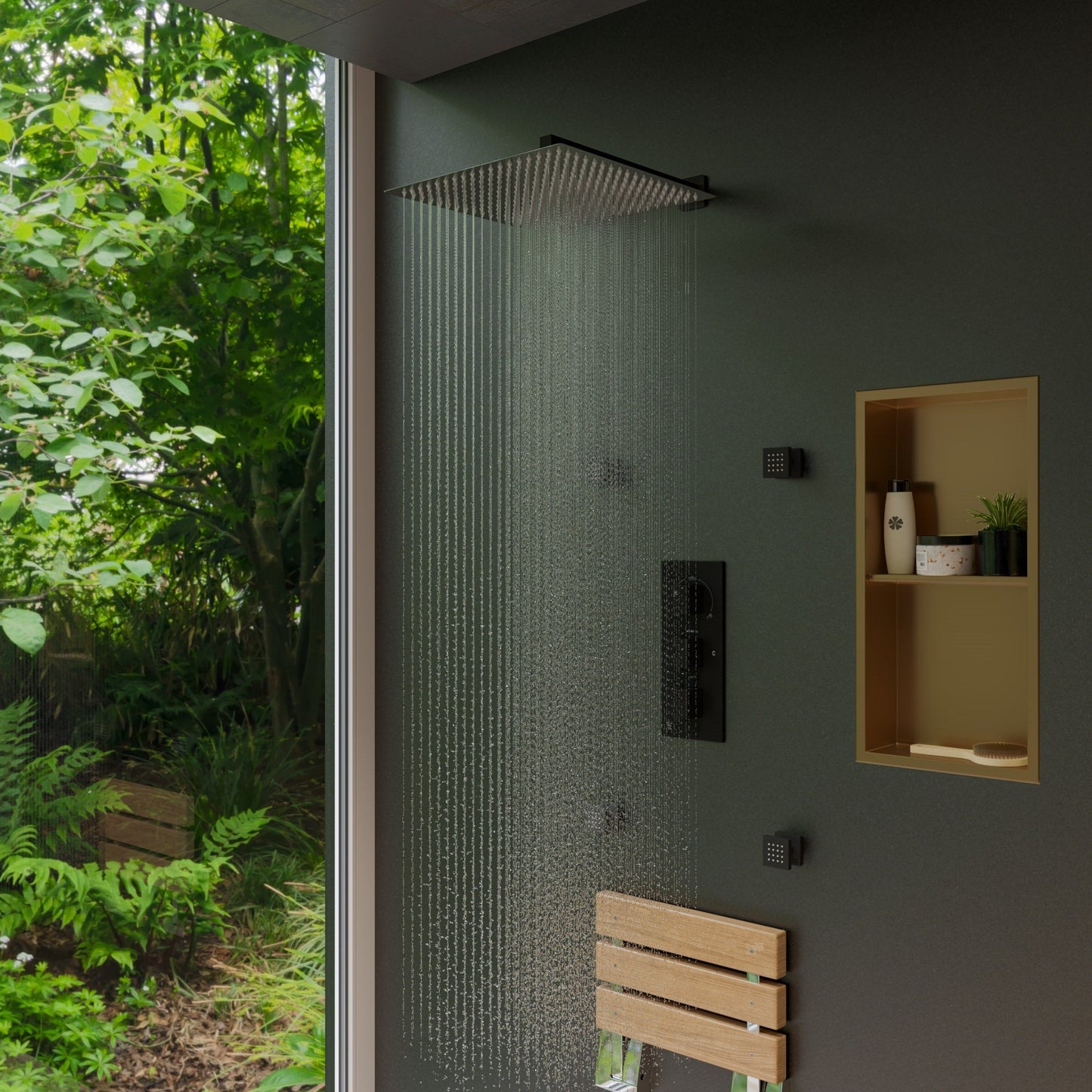 ALFI brand ABNP1224 12" x 24" Stainless Steel Vertical Double Shelf Shower Niche