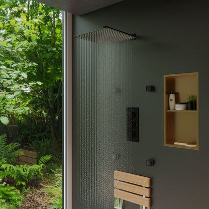 ALFI brand ABNP1224 12" x 24" Stainless Steel Vertical Double Shelf Shower Niche