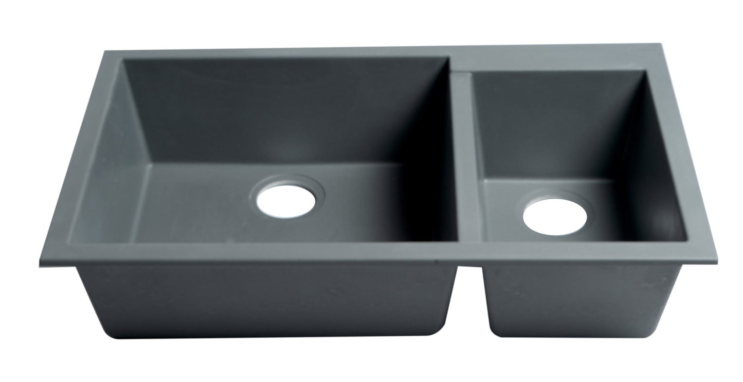 ALFI brand AB3319UM 34" Double Bowl Undermount Granite Composite Kitchen Sink