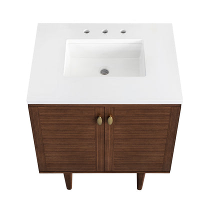 Amberly 30" Single Vanity Cabinet, Mid-Century Walnut