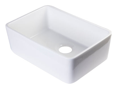 ALFI brand AB503UM AB503UM-W 24 inch White Single Bowl Fireclay Undermount Kitchen Sink