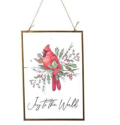 Glass Plate With Cardinal Ornament -