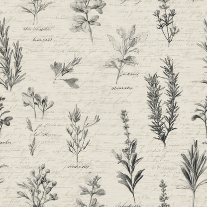 Herbarium Scroll Wallpaper