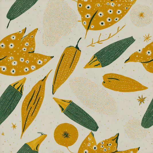 Okra Dots & Blooms Wallpaper