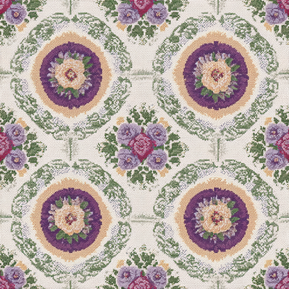 Stitch & Rosette Revival Wallpaper