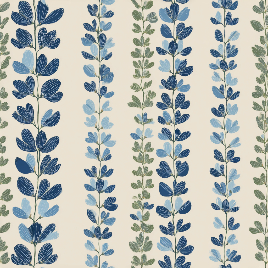 Indigo Vine Parade Wallpaper