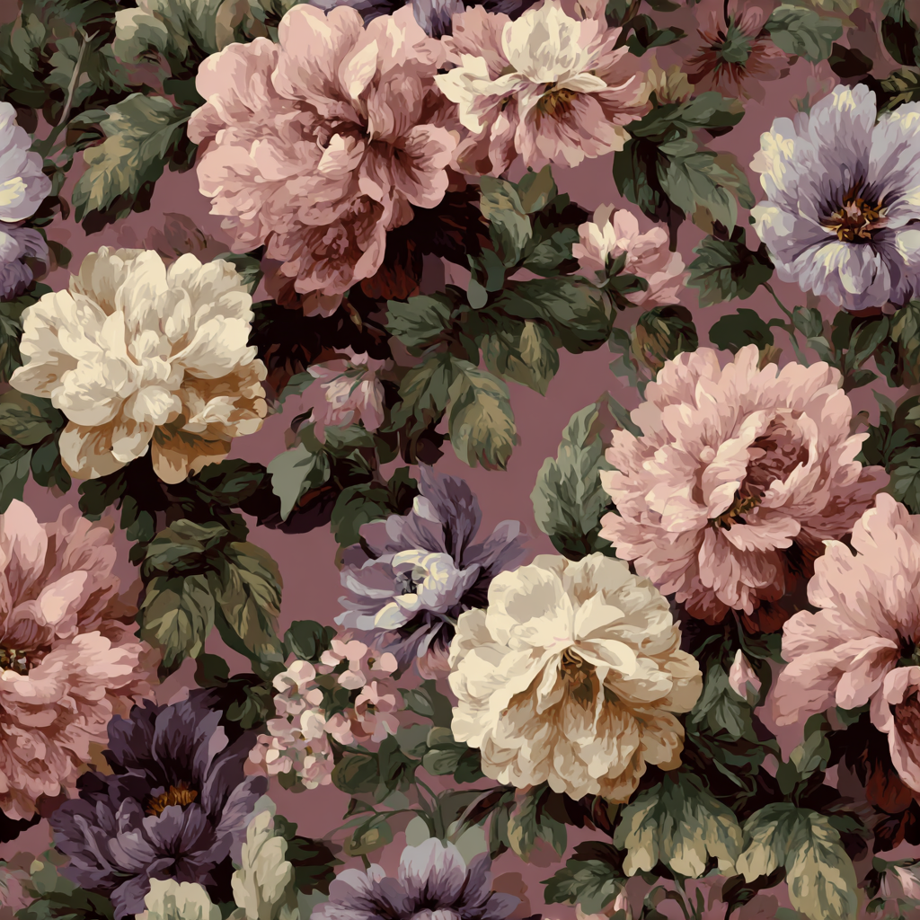 Textured Vintage Floral Wallpaper