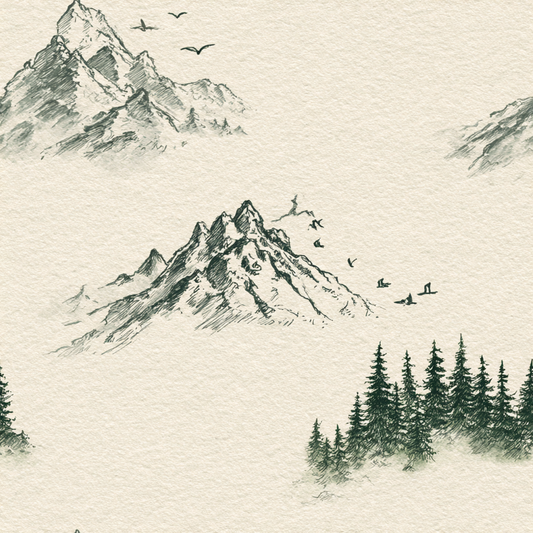 Alpine Vista Sketch Wallpaper