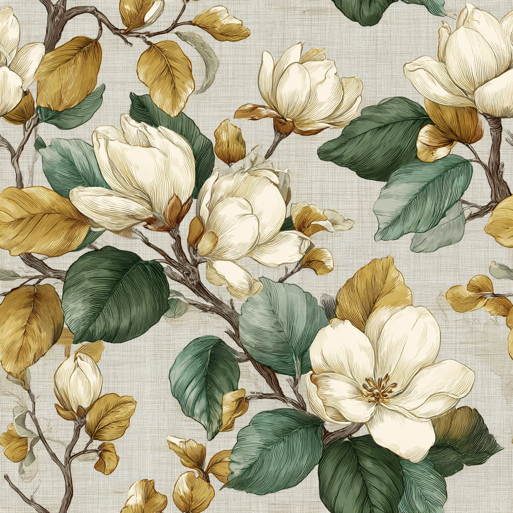 Magnolia Linework Wallpaper