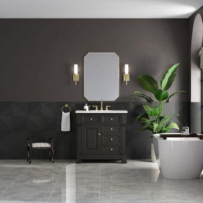 James Martin 547-V36 Brookfield 36” Single Vanity – Black Onyx / Honey Oak / Pearl Charcoal