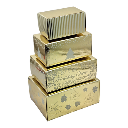 4 Piece Treat Tower Interlocking Gift Boxes - Gold
