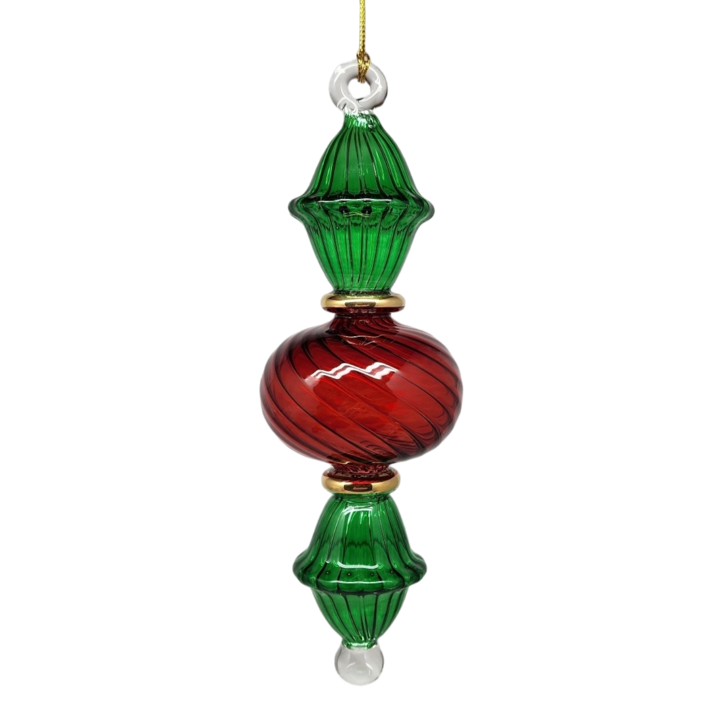 Egyptian Glass Two Tone Scalloped Ball Ornament