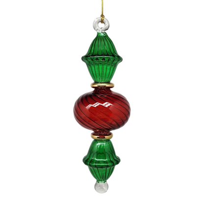 Egyptian Glass Two Tone Scalloped Ball Ornament