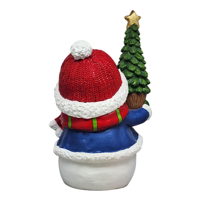 Cheerful Snowman with Moving Eyes and Christmas Tree