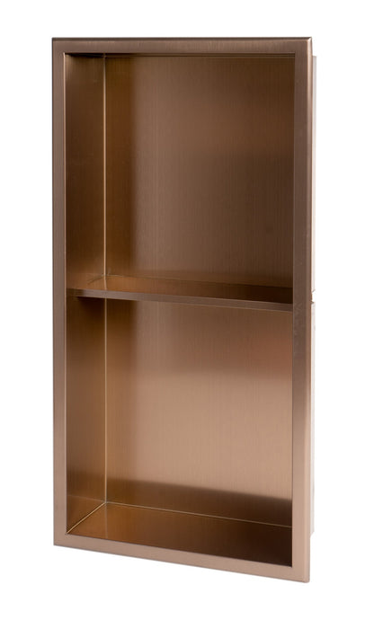 ALFI brand ABNP1224 12" x 24" Stainless Steel Vertical Double Shelf Shower Niche