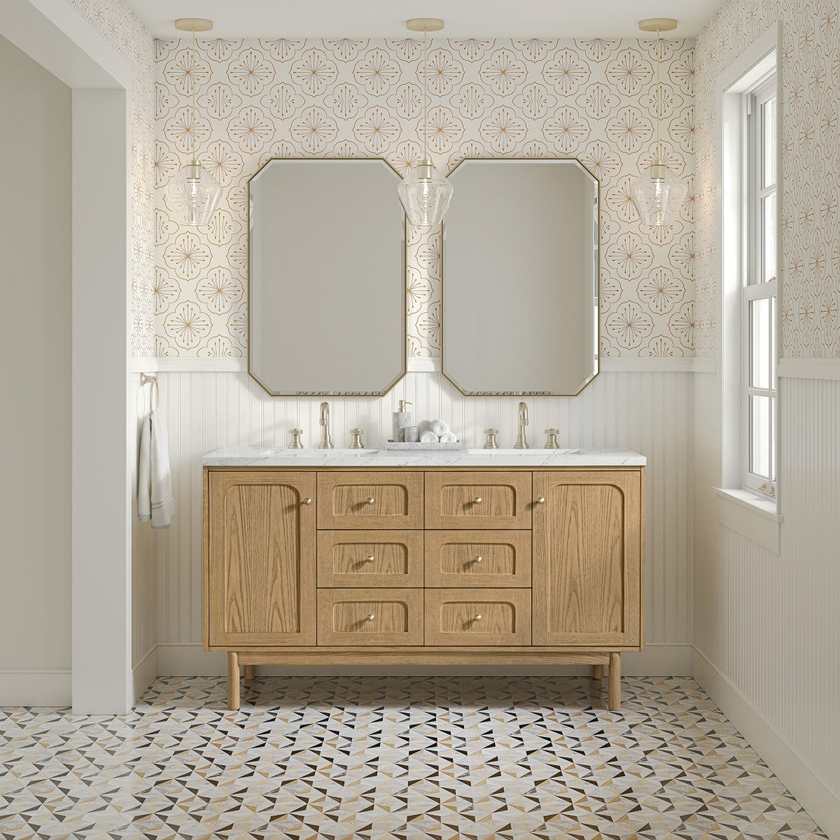 Laurent 60" Double Vanity, Light Natural Oak