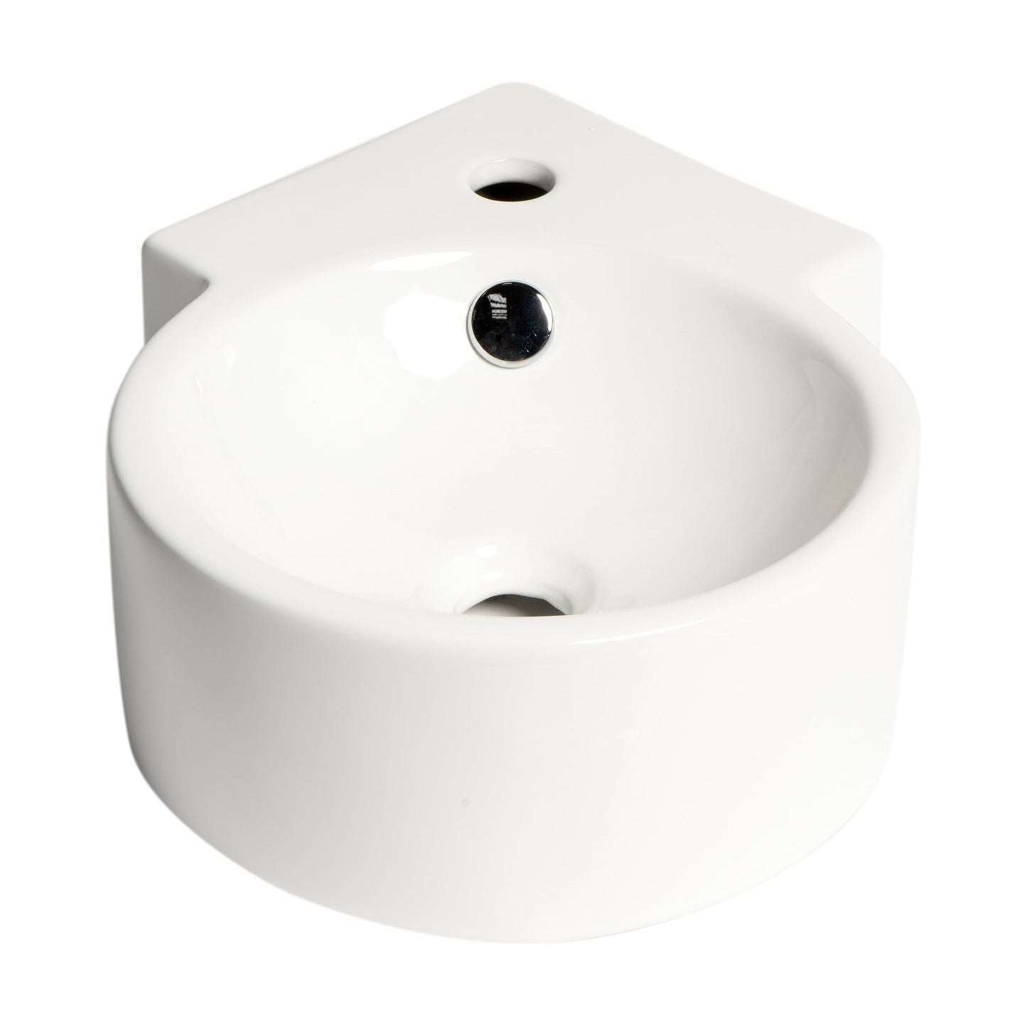 ALFI brand  ABC121 White 17" Tiny Corner Wall Mounted Ceramic Sink with Faucet Hole