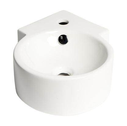 ALFI brand  ABC121 White 17" Tiny Corner Wall Mounted Ceramic Sink with Faucet Hole