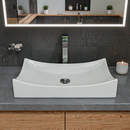 ALFI brand  ABC904 White 26" Fancy Rectangular Above Mount Ceramic Sink