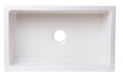 ALFI brand AB3018SB Smooth Apron Thick Wall Fireclay Single Bowl Farm Sink
