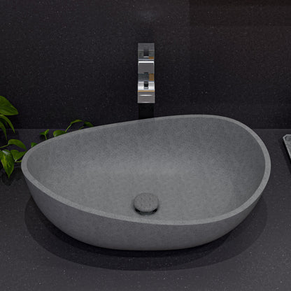 ALFI brand  ABCO23O 23" Solid Concrete Wavy Oval Above Mount Vessel Sink
