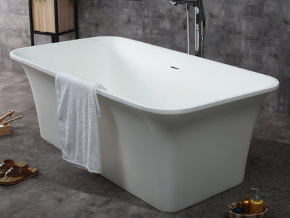 ALFI brand  AB9942 67" White Rectangular Solid Surface Smooth Resin Soaking Bathtub