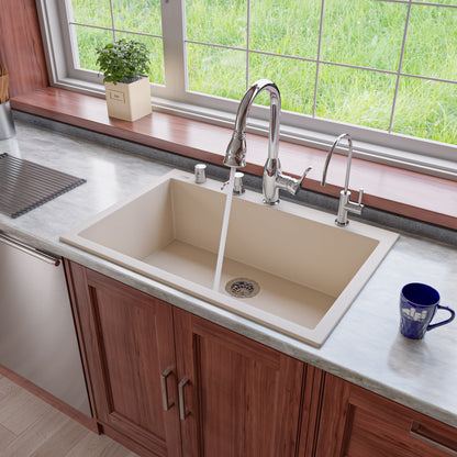 ALFI brand AB3322DI 33" Single Bowl Drop In Granite Composite Kitchen Sink