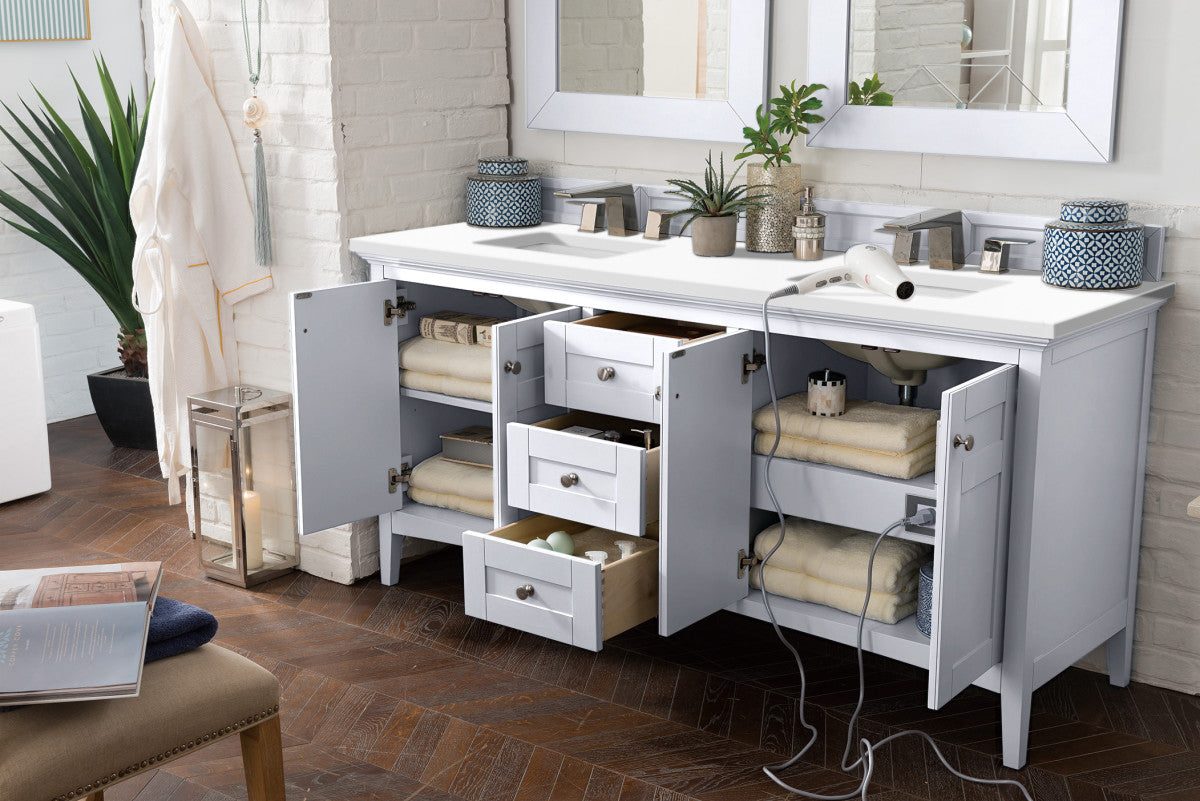Palisades 72" Double Vanity Cabinet, Bright White