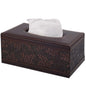 Antique PU Leather Tissue Box Holder Cover Rectangular Napkin Case DispenserHome Office Car Tissue Holder with Magnetic BottomFacial Tissue Organizer (Retro)