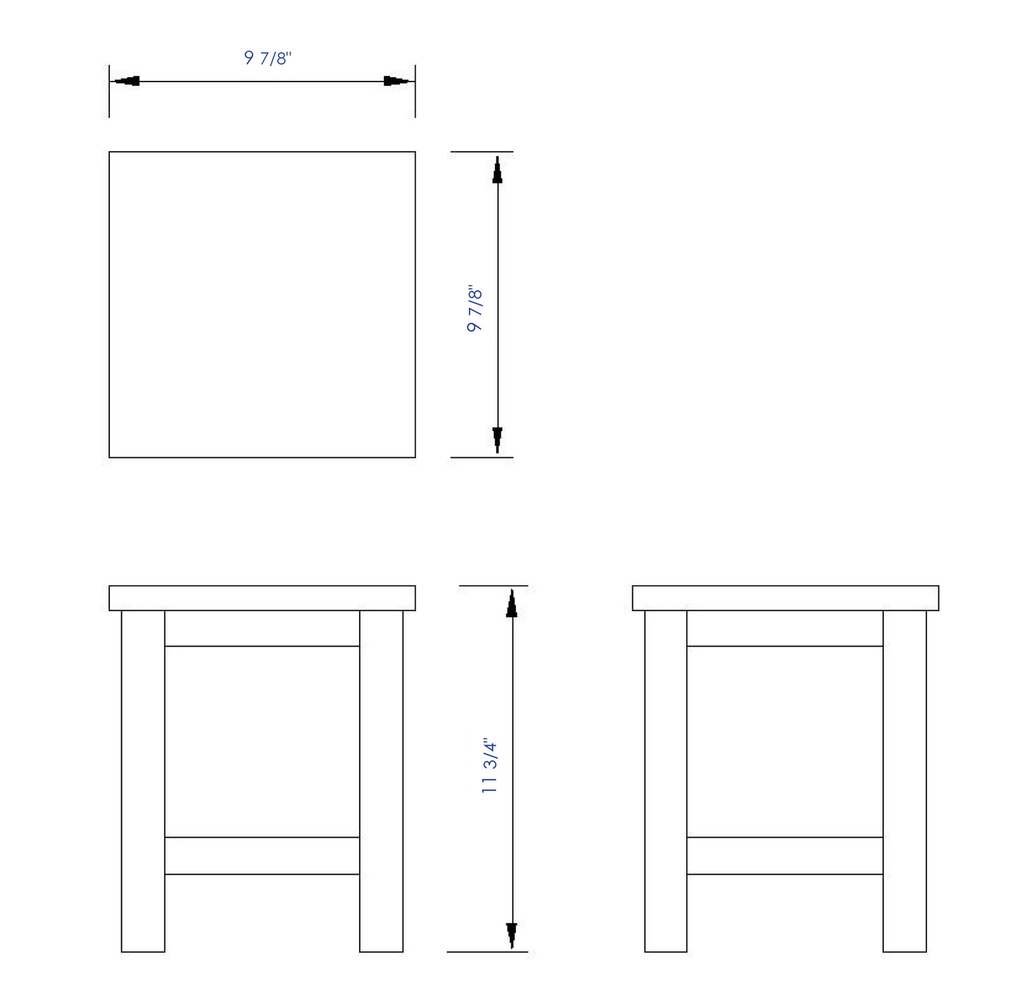 ALFI brand  AB4407 10"x10" Square Wooden Bench/Stool Multi-Purpose Accessory