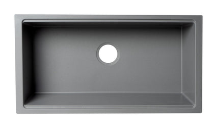ALFI brand AB3418SBUM 33" Granite Composite Workstation Step Rim Single Bowl Undermount Sink with Accessories