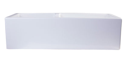 ALFI brand AB3618DB Smooth Apron Thick Wall Fireclay Double Bowl Farm Sink