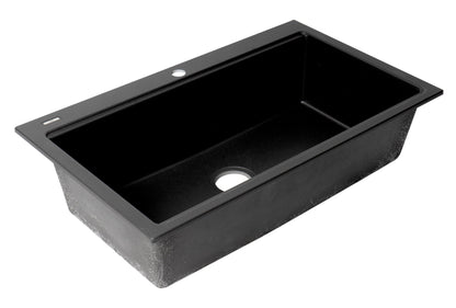 ALFI brand AB3418SBDI 33" Granite Composite Workstation Step Rim Single Bowl Drop In Sink with Accessories