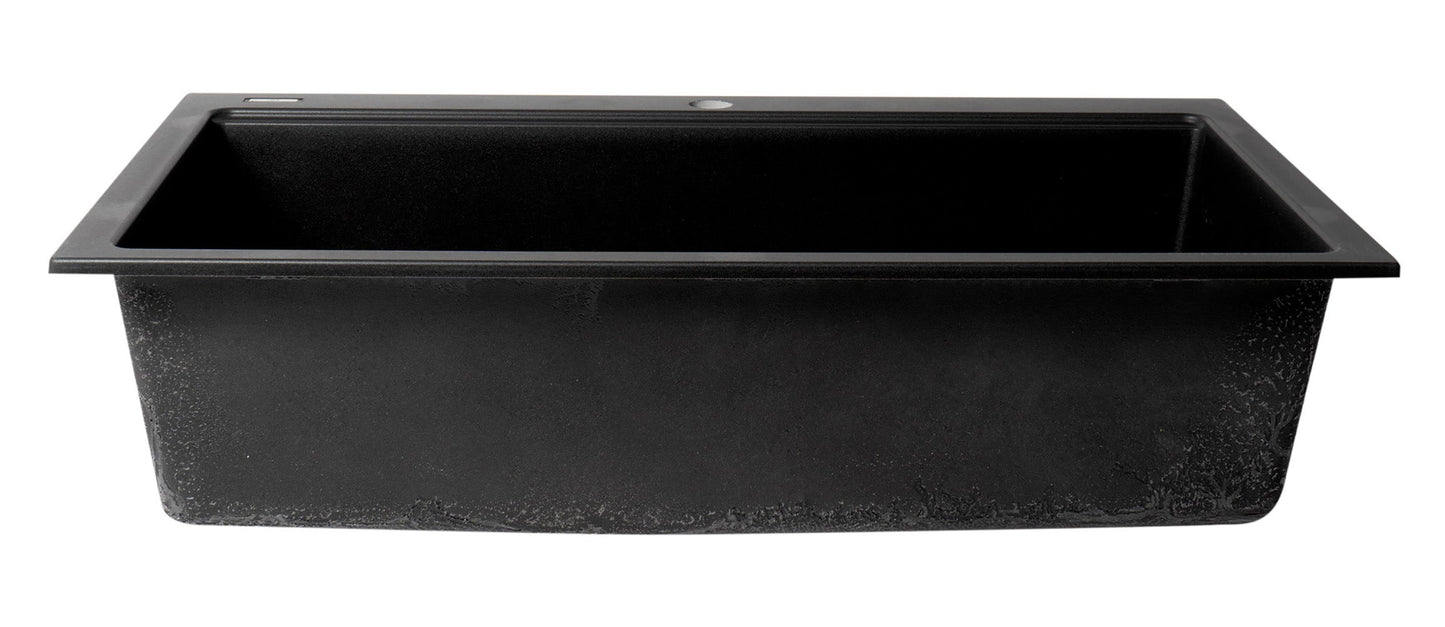 ALFI brand AB3418SBDI 33" Granite Composite Workstation Step Rim Single Bowl Drop In Sink with Accessories