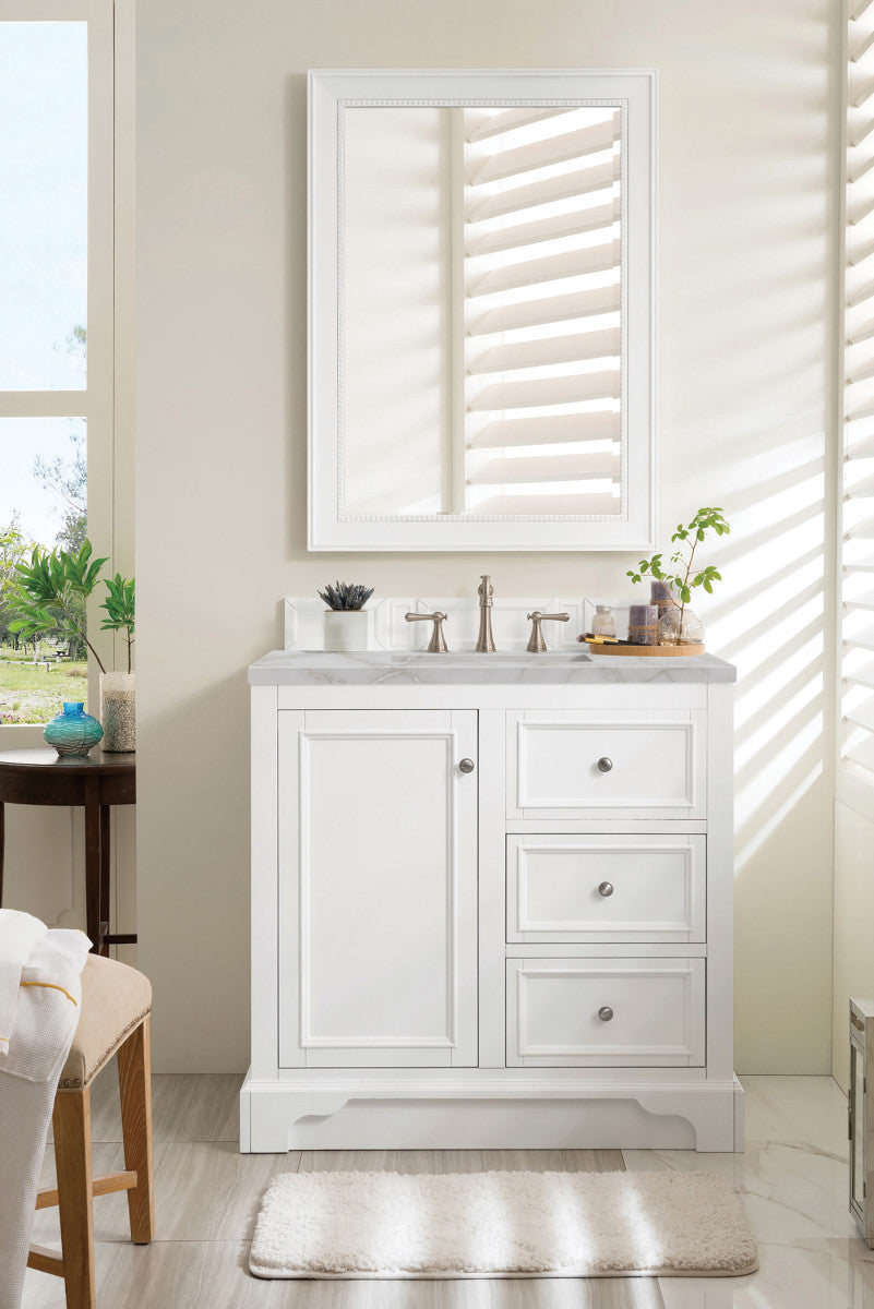 De Soto 36" Single Vanity Cabinet, Bright White