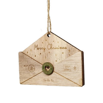 Wooden Letter to Santa Ornament - Natural