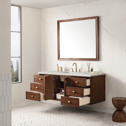 Amberly 60" Single Vanity Cabinet, Mid-Century Walnut